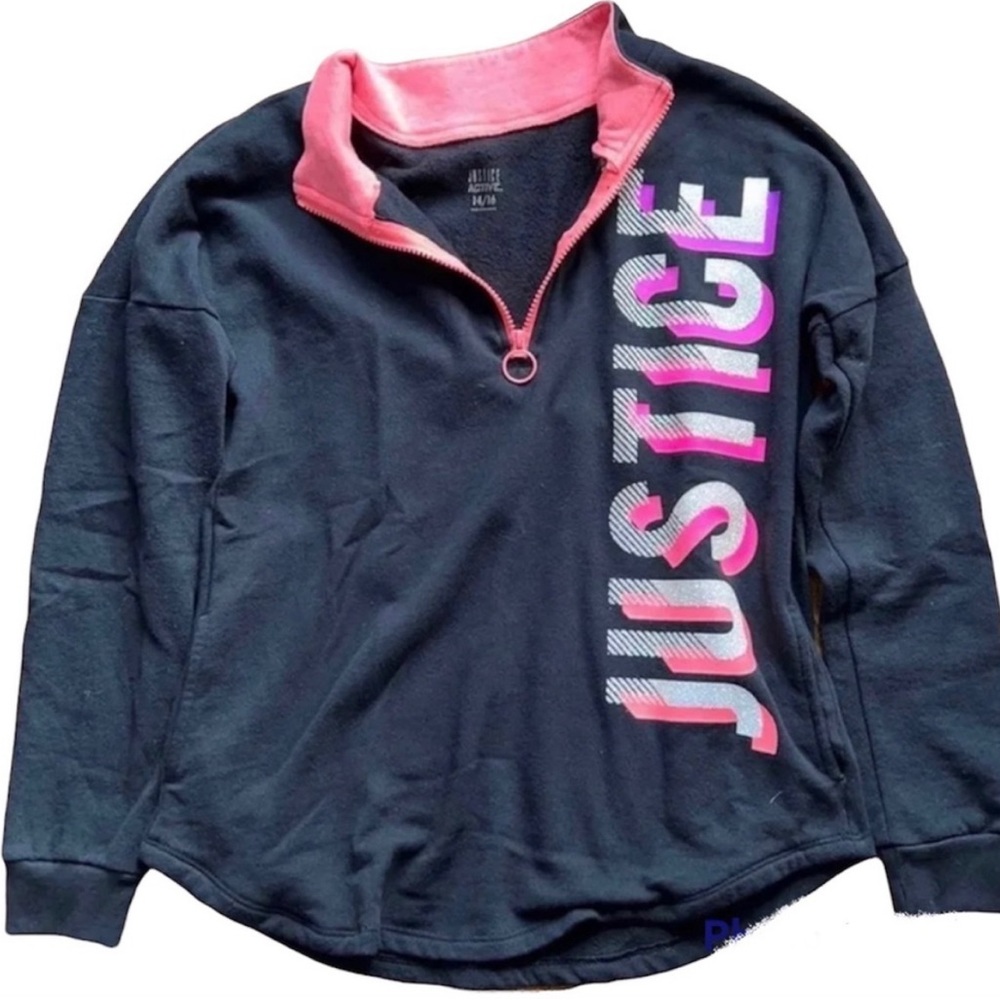 Justice 1/4 Zip Sweatshirt Size XL 14/16